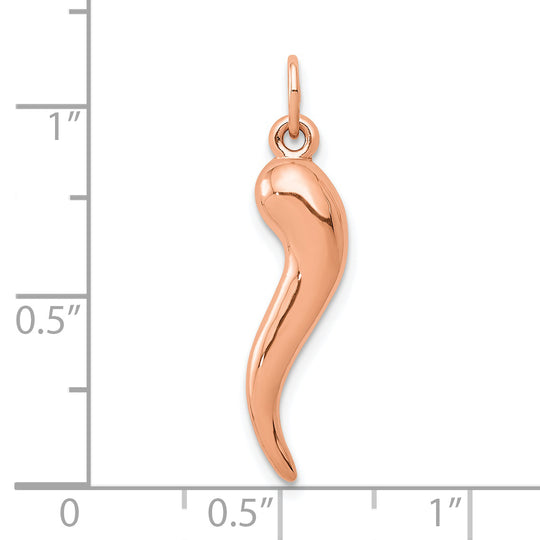 Dije Cuerno Italiano 3D en Oro Rosa 14K