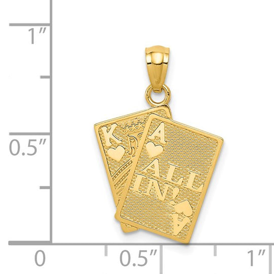 Colgante de Cartas As de Corazones y Rey de Corazones "ALL IN!" en Oro de 14k