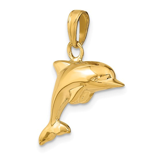 Dije 3D de Delfín Pulido en Oro Amarillo de 14K