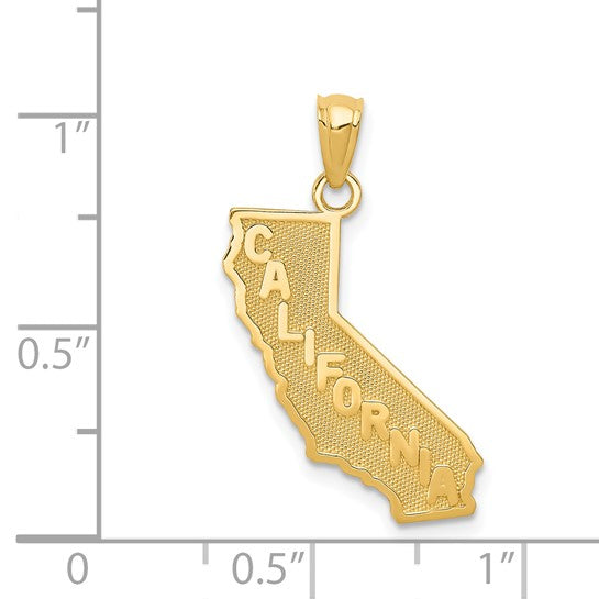 Colgante del Mapa del Estado de California en Oro Amarillo de 14k