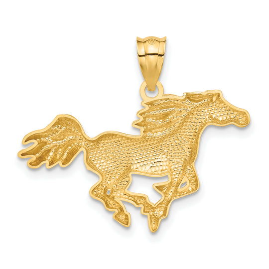 Colgante de Caballo Pulido en Oro Amarillo de 14K