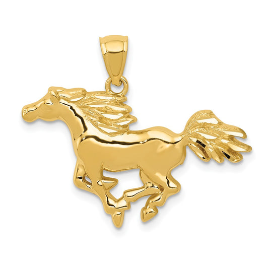 Colgante de Caballo Pulido en Oro Amarillo de 14K