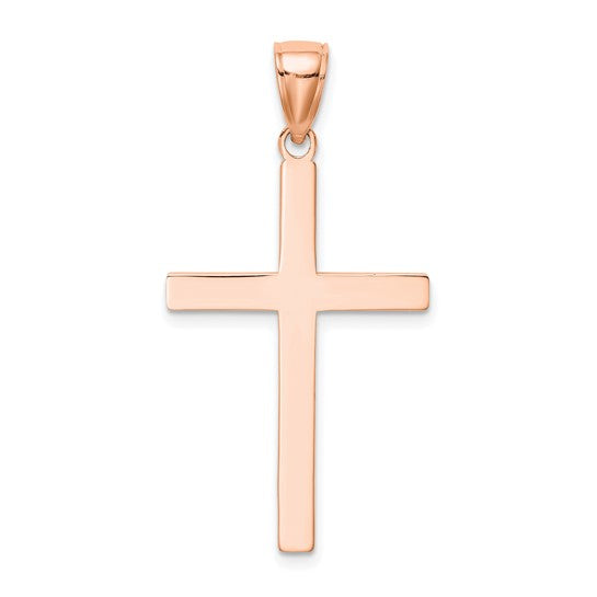 Colgante Cruz de Bastón de Oro Rosa de 14K