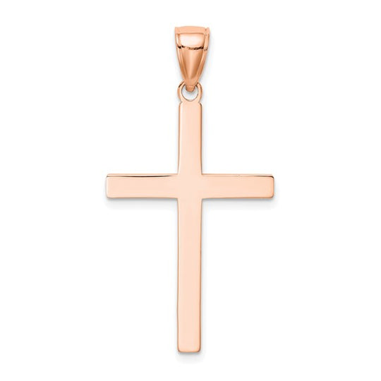 Colgante Cruz de Bastón de Oro Rosa de 14K