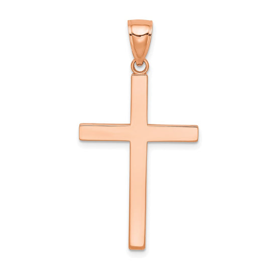 Colgante Cruz de Bastón de Oro Rosa de 14K