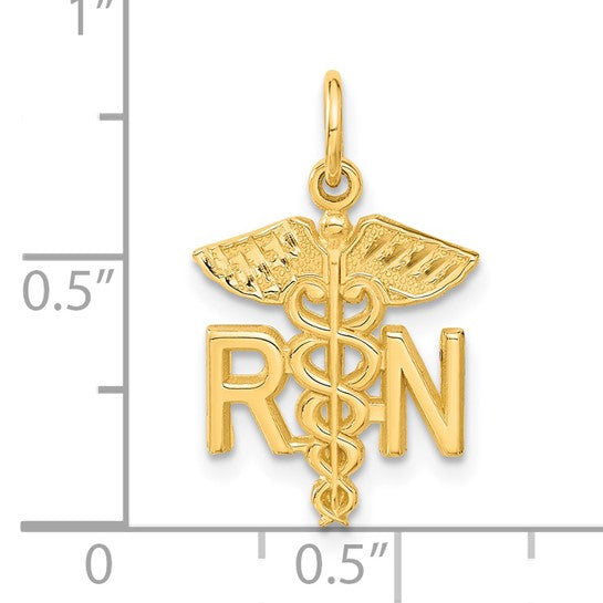 Dije de Enfermera RN en Oro Amarillo de 14K