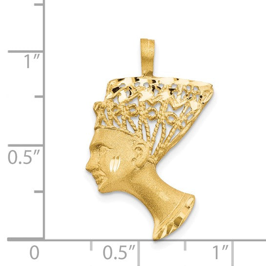 Dije de Nefertiti Satinado y D/C en Oro de 14k