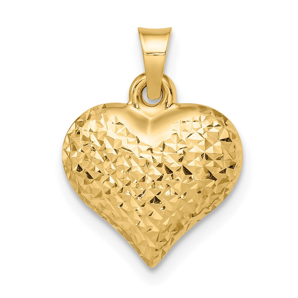 Dije de Corazón Grande con Corte Diamante Pulido en Oro Amarillo 14K