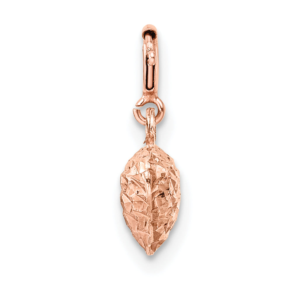 Colgante Dije de Corazón con Corte Diamante en Oro Rosa de 14k con Anillo de Resorte