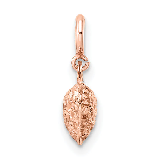 Colgante Dije de Corazón con Corte Diamante en Oro Rosa de 14k con Anillo de Resorte