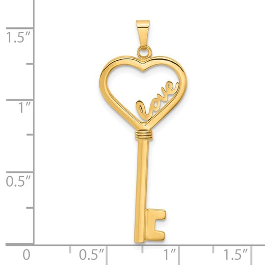 Colgante Llave Corazón LOVE Pulido en Oro de 14k