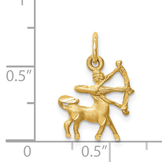 Dije del Zodiaco Sagitario en Oro Amarillo de 14K con Corte Diamantado y Acabado Satinado