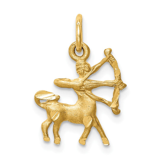 Dije del Zodiaco Sagitario en Oro Amarillo de 14K con Corte Diamantado y Acabado Satinado