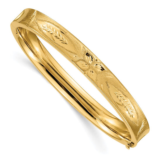 Brazalete Articulado Oversize Cóncavo con Corte de Diamante en Oro Amarillo de 14K (5/16")