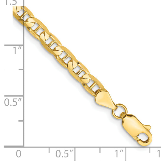 Pulsera de Oro Amarillo de 14k, 8 pulgadas, 3.75mm, Estilo Ancla Cóncavo con Cierre de Langosta