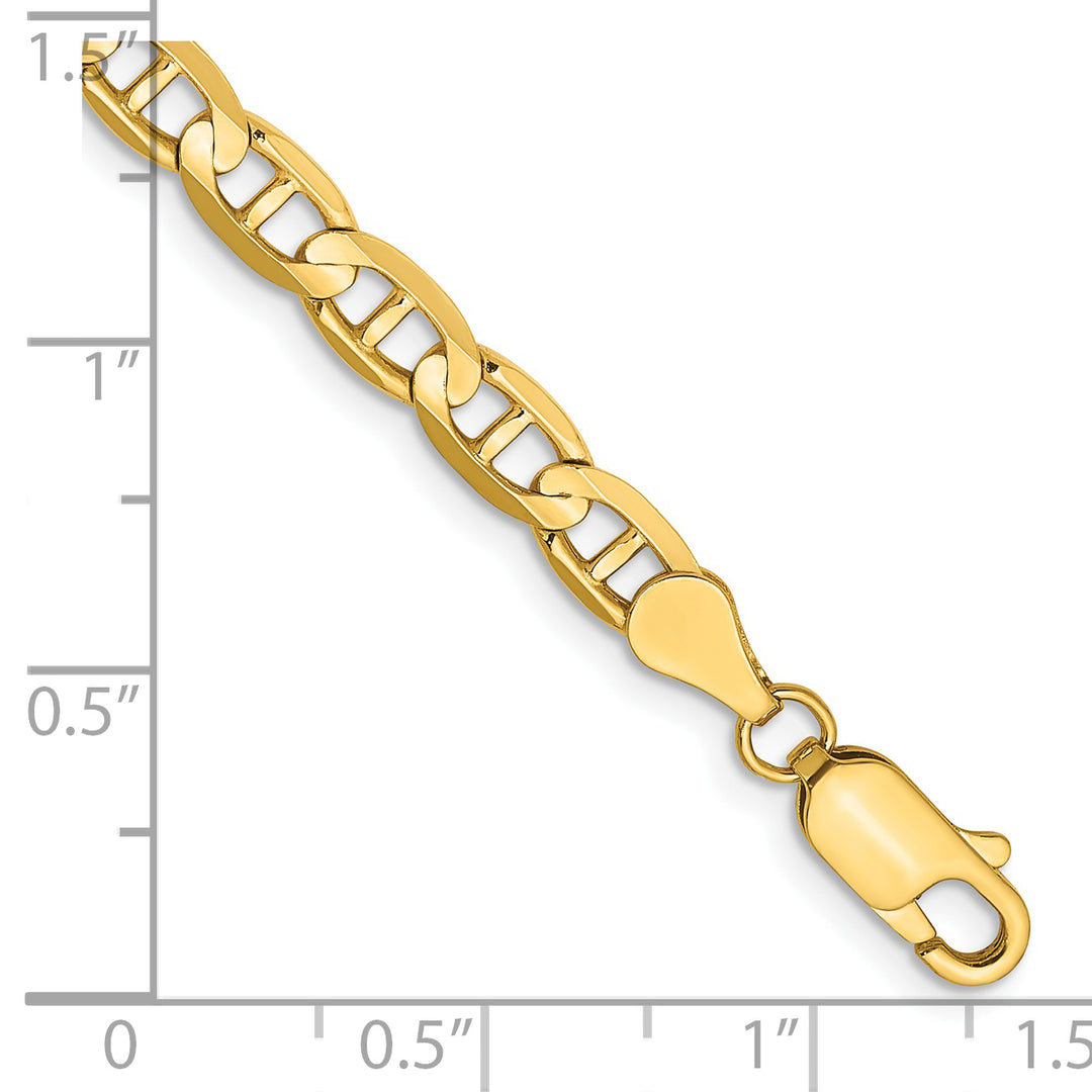 Pulsera Ancla Cóncava de Oro Amarillo de 14k, 7 pulgadas, 4.5mm con Cierre de Langosta