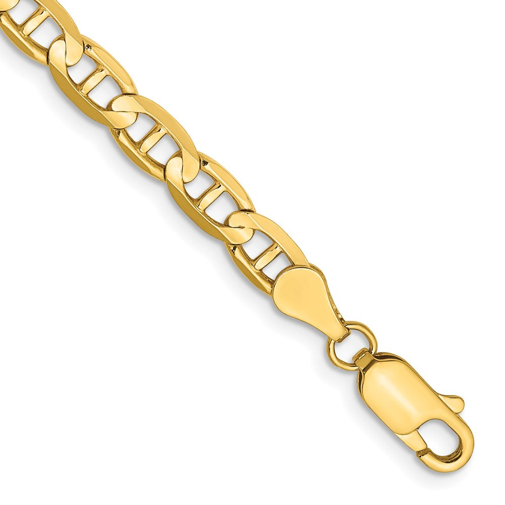 Pulsera Ancla Cóncava de Oro Amarillo de 14k, 9 pulgadas, 4.5mm con Cierre de Langosta