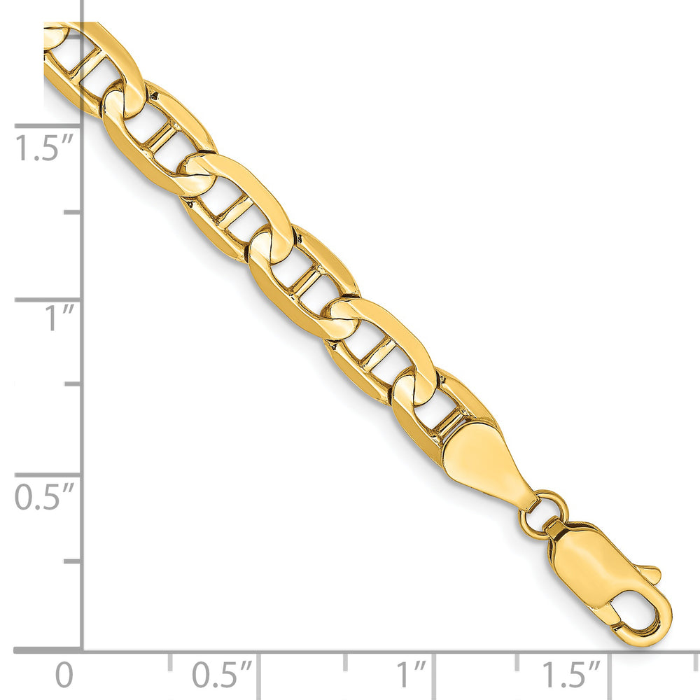 Pulsera Ancla Cóncava de Oro Amarillo de 14k, 8 pulgadas, 5.25mm con Cierre de Langosta