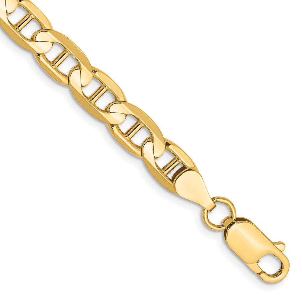 Pulsera Ancla Cóncava de Oro Amarillo de 14k, 8 pulgadas, 6.25mm con Cierre de Langosta