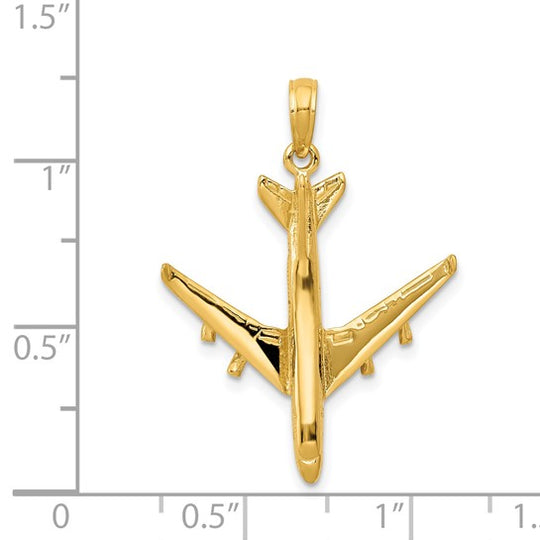 Colgante 3D de Avión a Chorro en Oro Amarillo de 14K