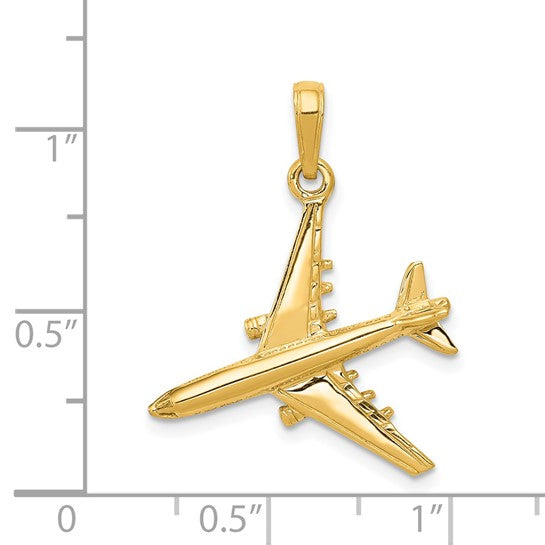 Colgante 3D de Avión a Chorro en Oro Amarillo de 14K