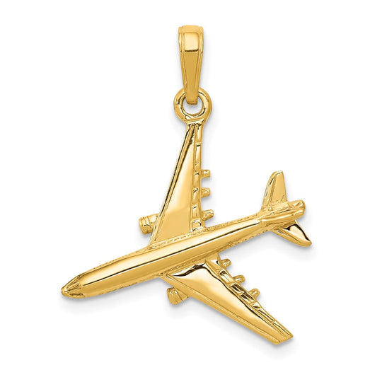 Colgante 3D de Avión a Chorro en Oro Amarillo de 14K