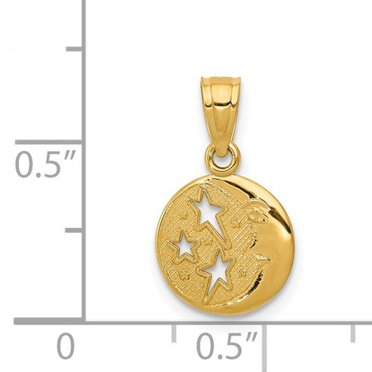 Colgante de Luna y Estrellas 14K