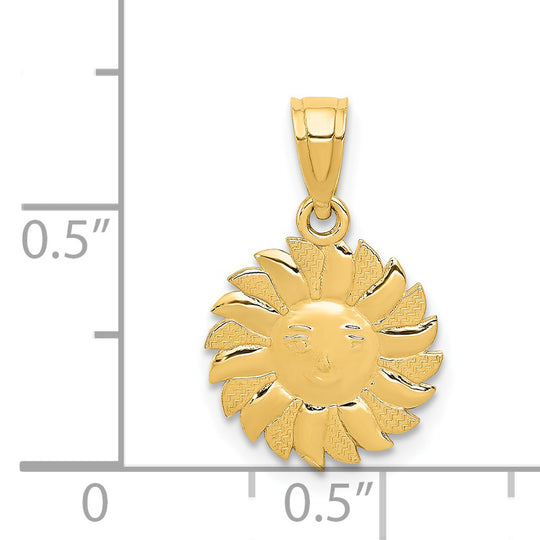 Colgante de Sol con Rostro en Oro de 14k Pulido