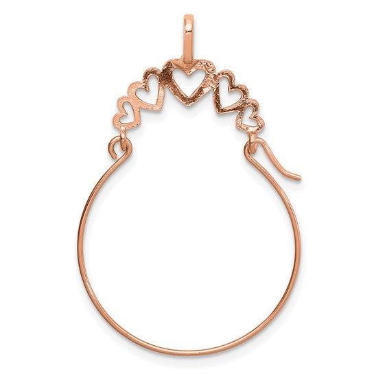 Porta-Collares 14K Oro Rosa Pulido con 5 Corazones