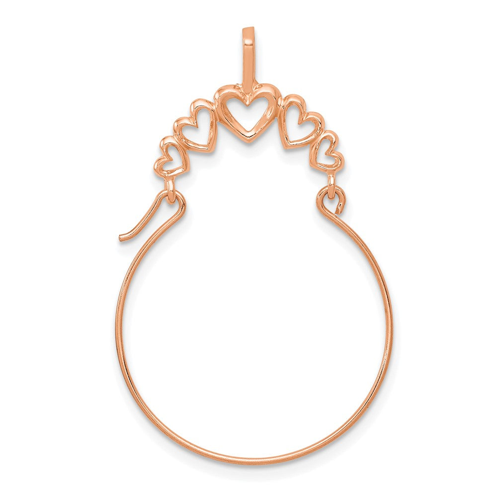 Porta-Collares 14K Oro Rosa Pulido con 5 Corazones