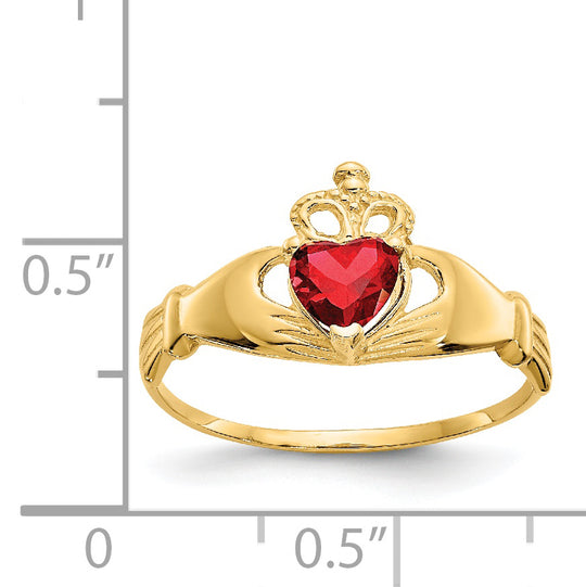 Anillo Claddagh con Piedra de Nacimiento de Enero en Oro Amarillo de 14K y Circonia Cúbica