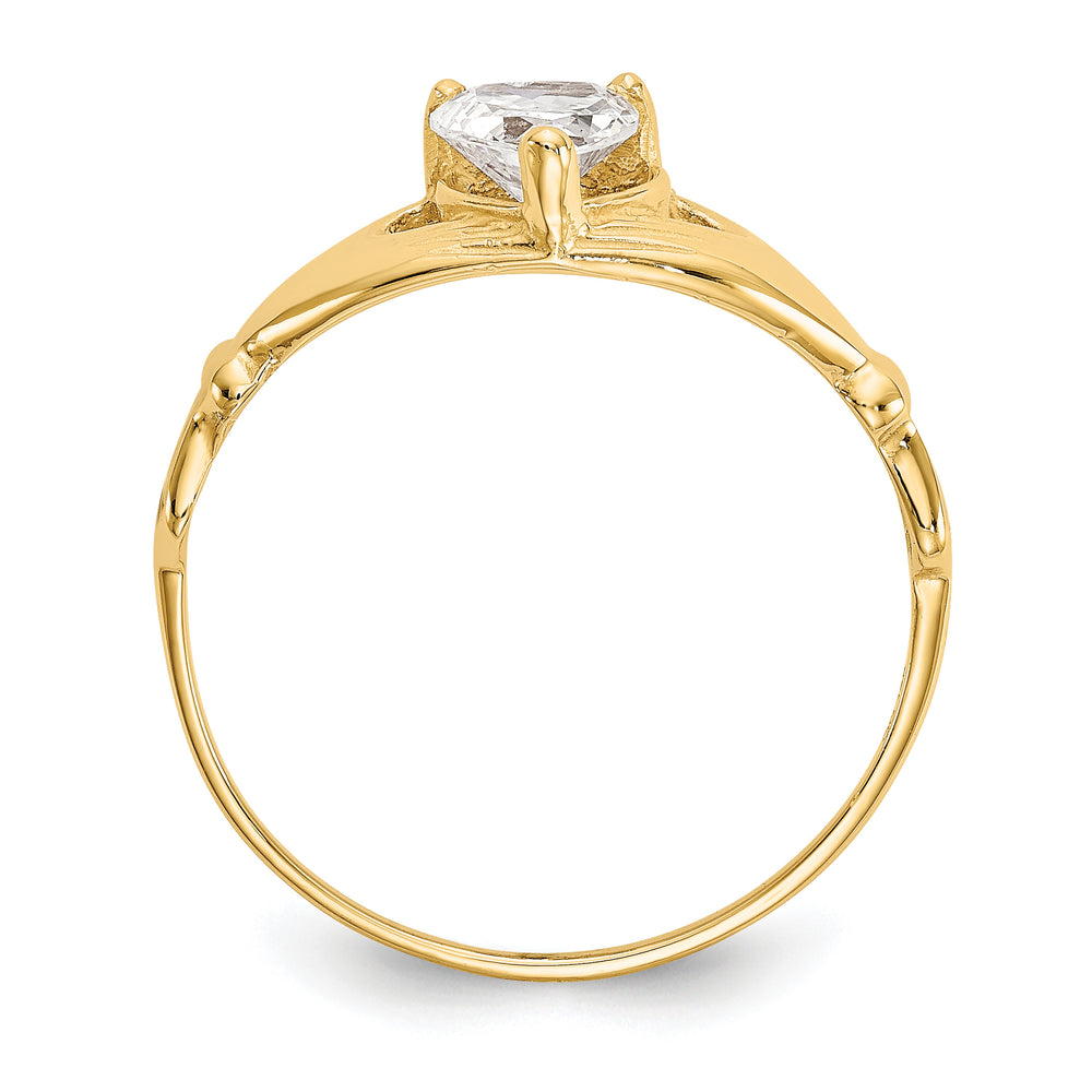 Anillo Claddagh con Piedra de Nacimiento en Oro Amarillo de 14K y Circonia Cúbica