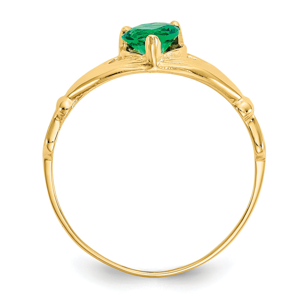 Anillo Claddagh con Piedra de Nacimiento de Mayo en Oro Amarillo de 14K y Circonia Cúbica