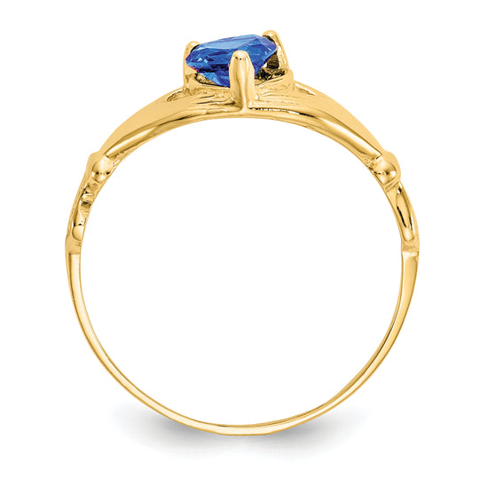 Anillo Claddagh con Piedra de Nacimiento de Septiembre en Oro Amarillo de 14K y Circonia Cúbica