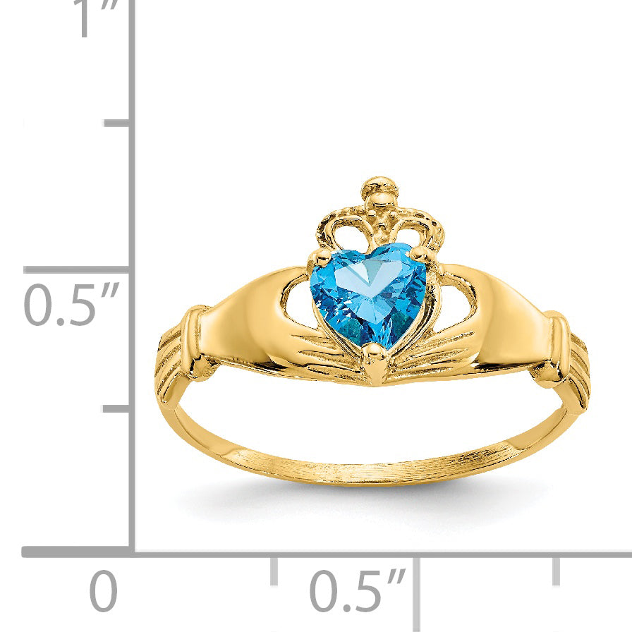 Anillo Claddagh con Piedra de Nacimiento de Diciembre en Oro Amarillo de 14K y Circonia Cúbica