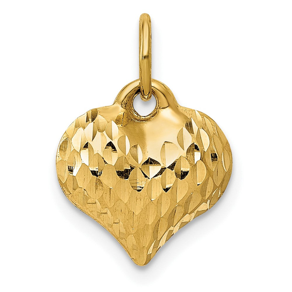 Colgante 3D de Corazón Pulido y Texturizado en Oro Amarillo de 14K