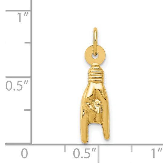 Dije 3D Signo de Rock On en Oro de 14k