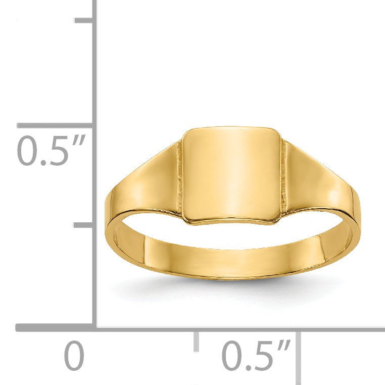 Anillo Signet Cuadrado Pulido para Bebé en Oro Amarillo de 14k