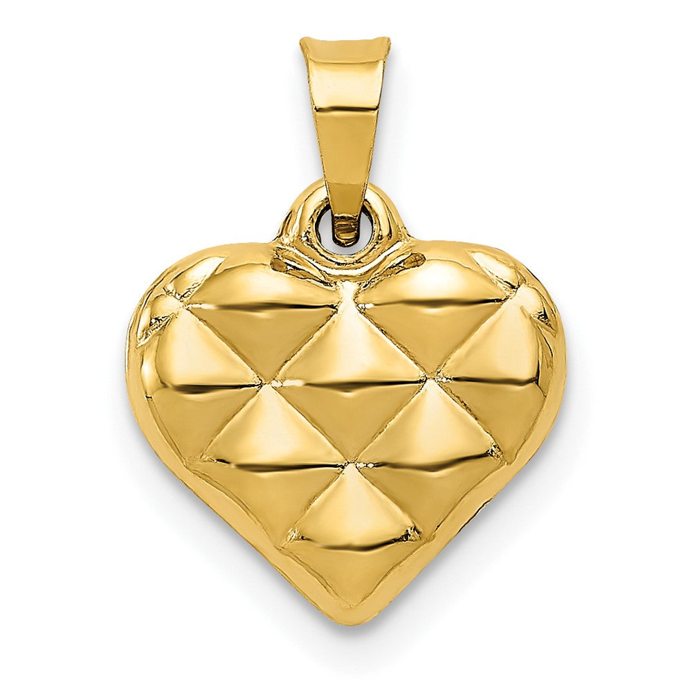 Dije Corazón 3D Pulido y Texturizado en Oro Amarillo de 14k