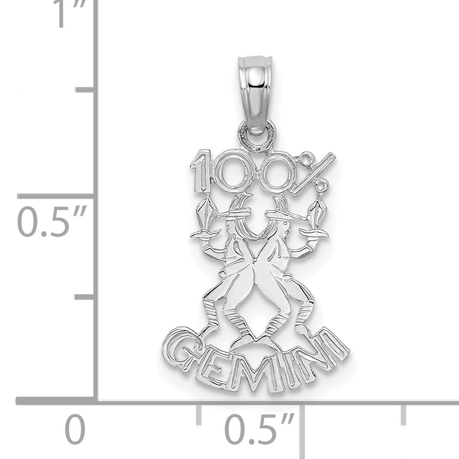 Dije Zodiacal de Géminis 100% en Oro Blanco de 14K