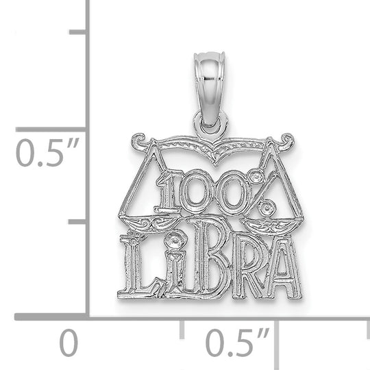 Dije Zodiacal "100% Libra" de Oro Blanco de 14k