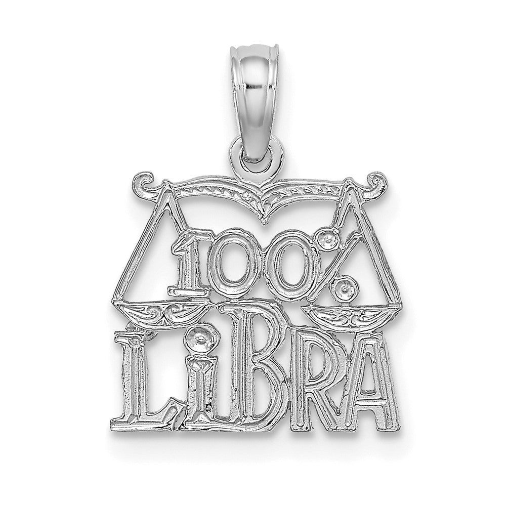 Dije Zodiacal "100% Libra" de Oro Blanco de 14k