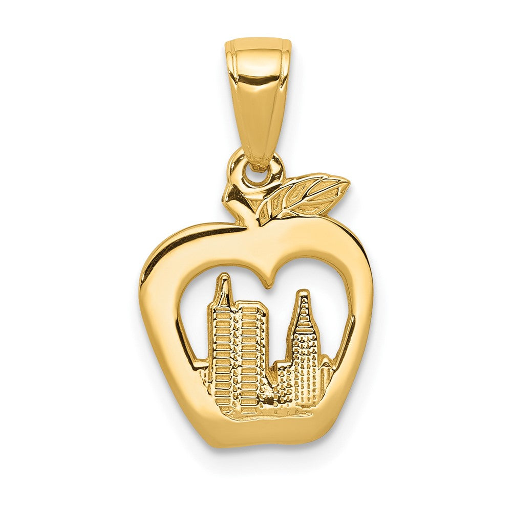 Dije del Skyline de Nueva York en Forma de Manzana en Oro 14K