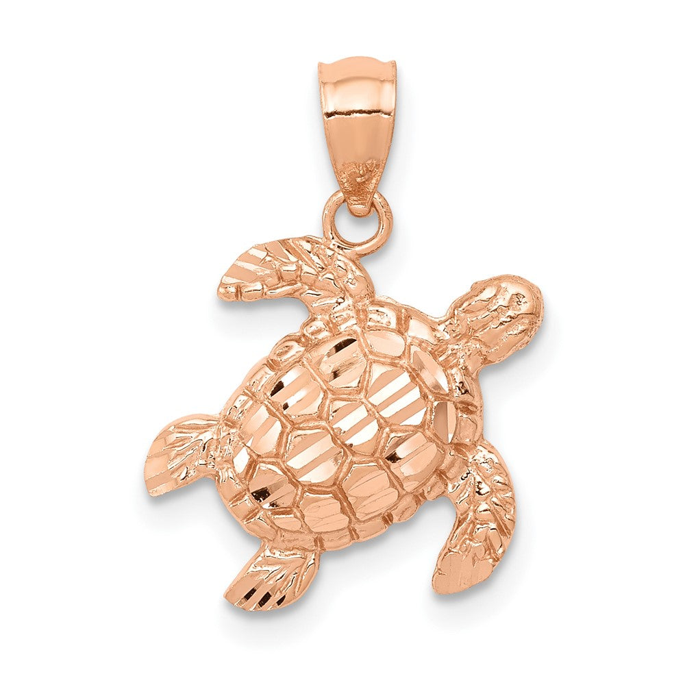 Colgante de Tortuga Cortada con Diamante en Oro Rosa de 14K