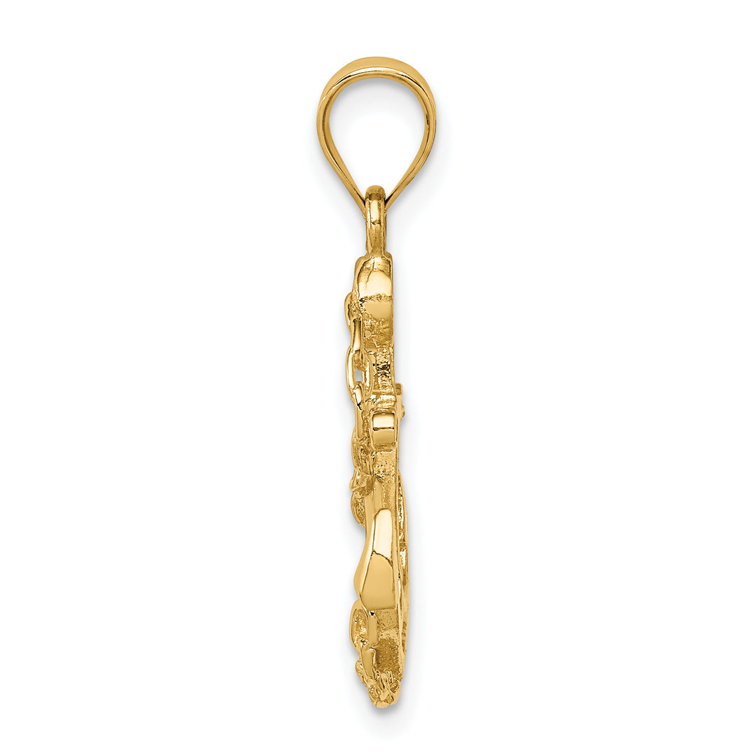 14K Colgante de Ancla y Cadena en Oro Amarillo de 14K