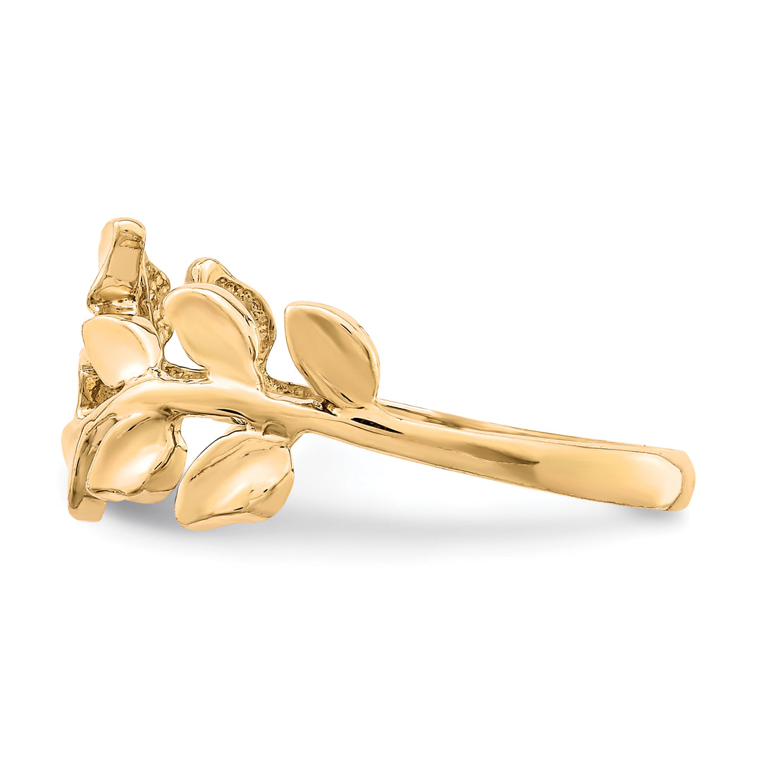 Anillo de Hoja Pulido en Oro Amarillo de 14k