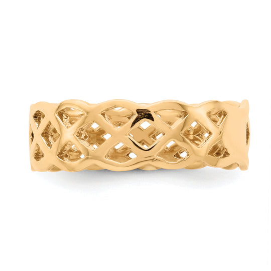 Anillo de Tejido Pulido en Oro Amarillo de 14k