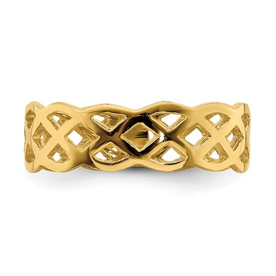 Anillo de Tejido Pulido en Oro Amarillo de 14k