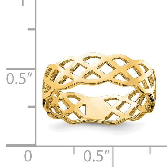 Anillo de Tejido Pulido en Oro Amarillo de 14k