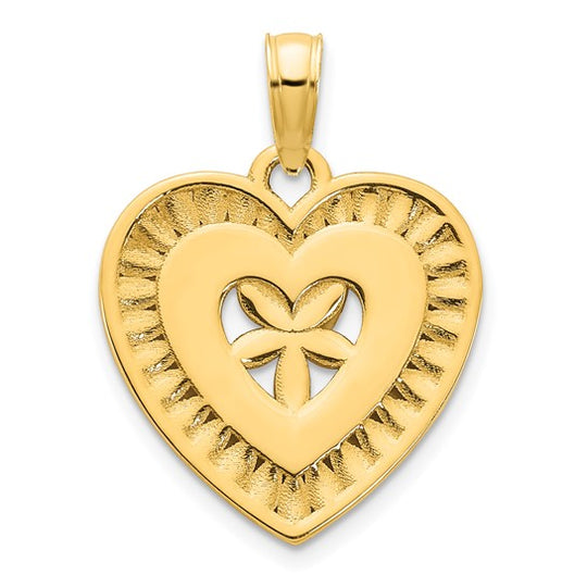 14k Oro Amarillo Colgante Corazón Elegante